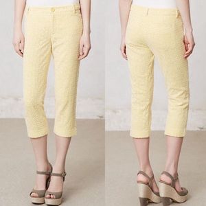 Anthropologie yellow crop pants.